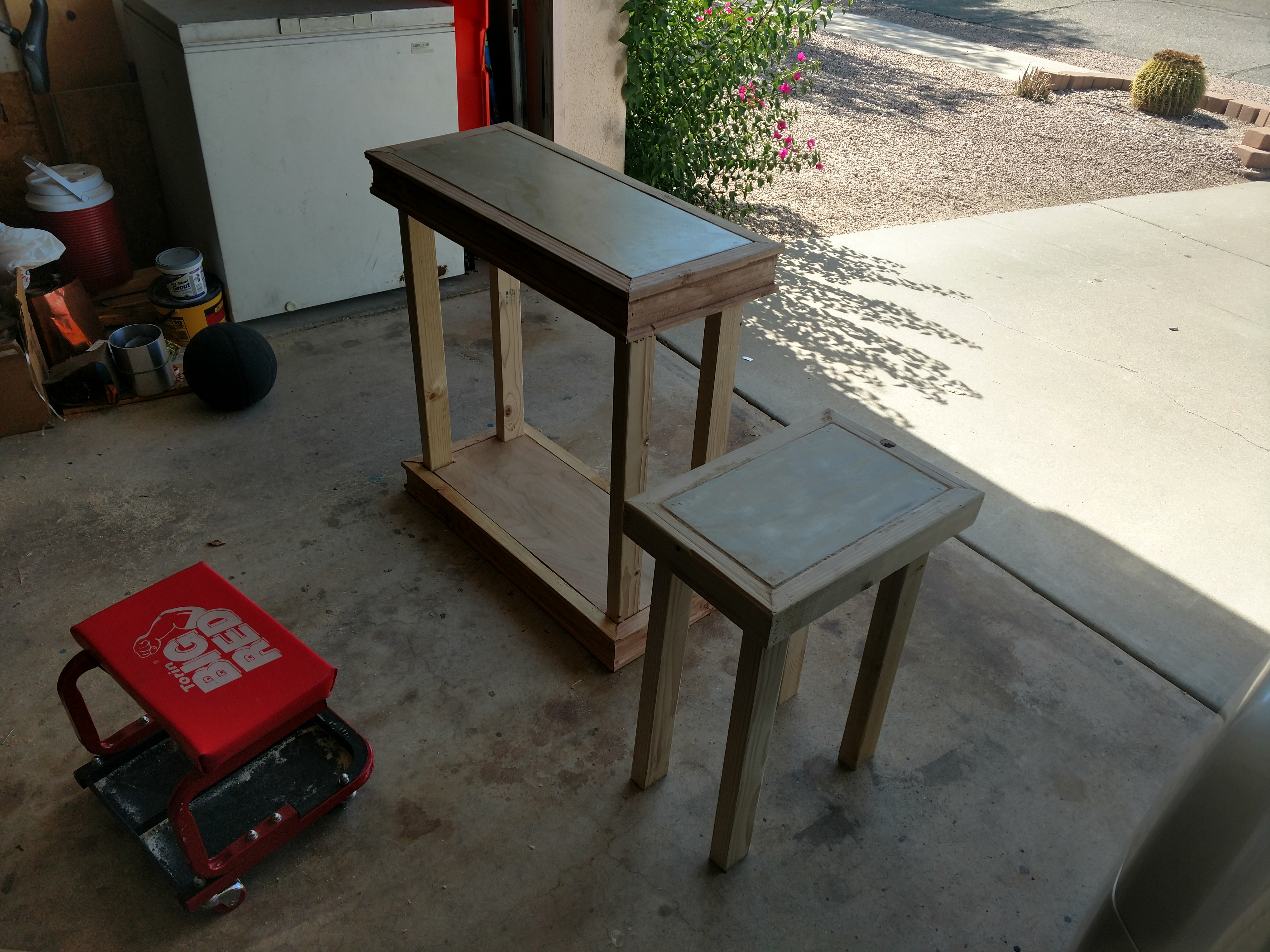Small custom furniture piece with concrete top
