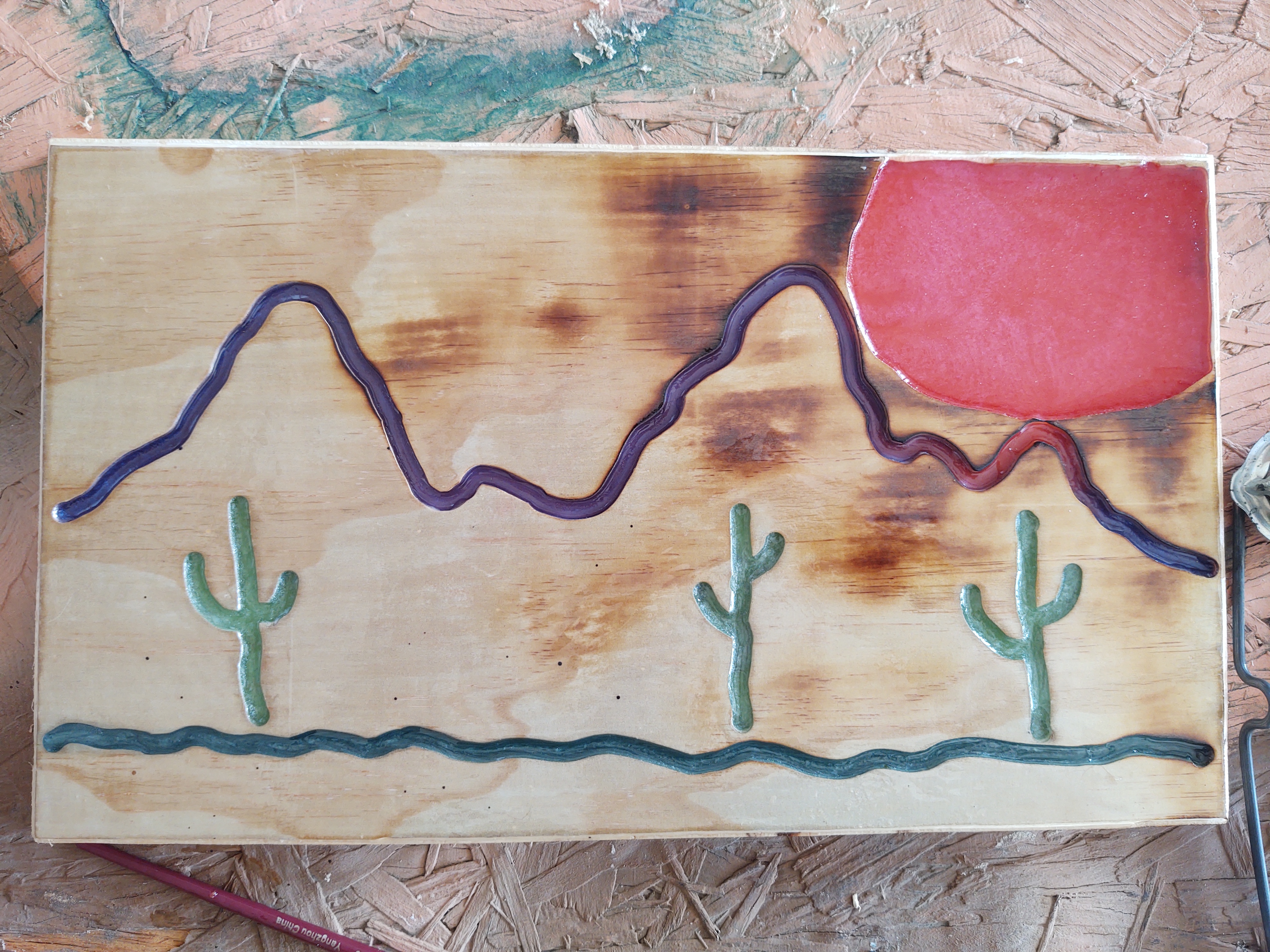 Hand-carved abstract desert art piece